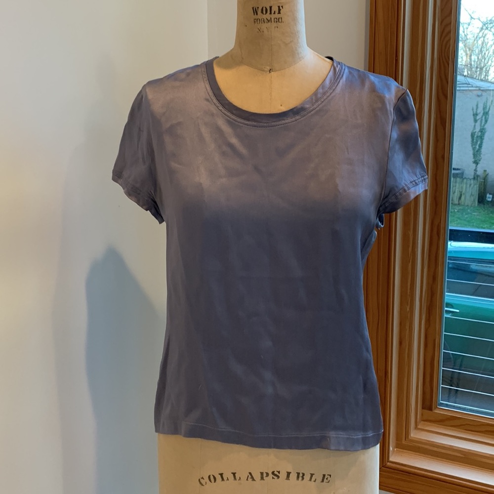 Yves saint Laurent, rive gauche, lavender silk cap sleeve top, size S